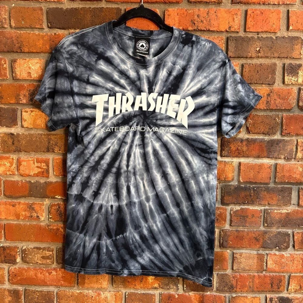 Thrasher Skate Mag mens spiral tie dye short sleeve t-shirt gray S